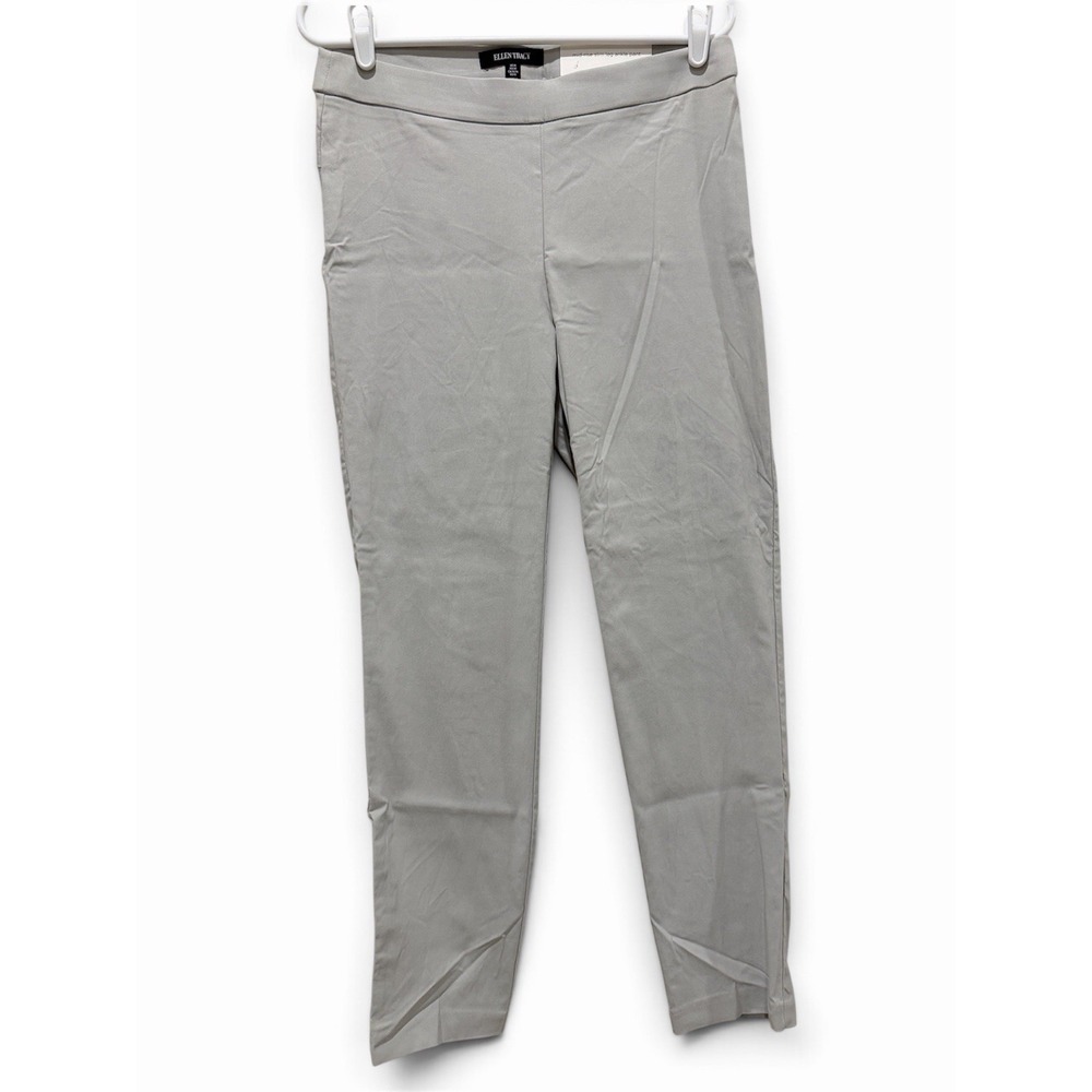 Ellen Tracy Mid Rise Slim Fit Ankle Pants Office Wear Sz M Medium Small Gray NWT